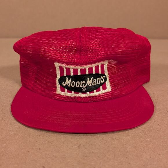 Vintage 80s MoorMan’s Feed Hat K-Brand Red Mesh Snapback Trucker Cap Farm Supply - Picture 2 of 8